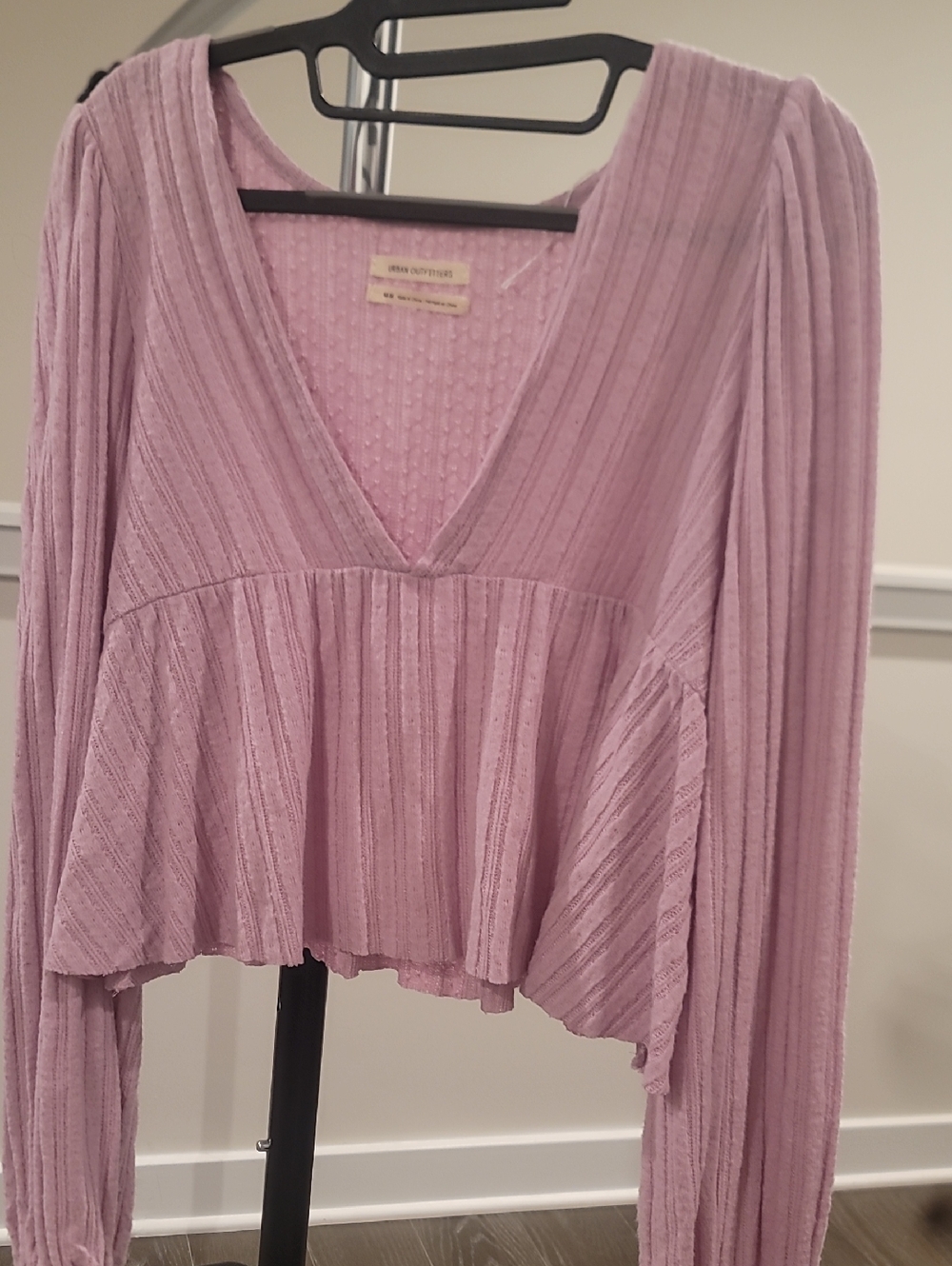 Urban Outfitters Lavender Ribbed V-Neck Peplum Tunic